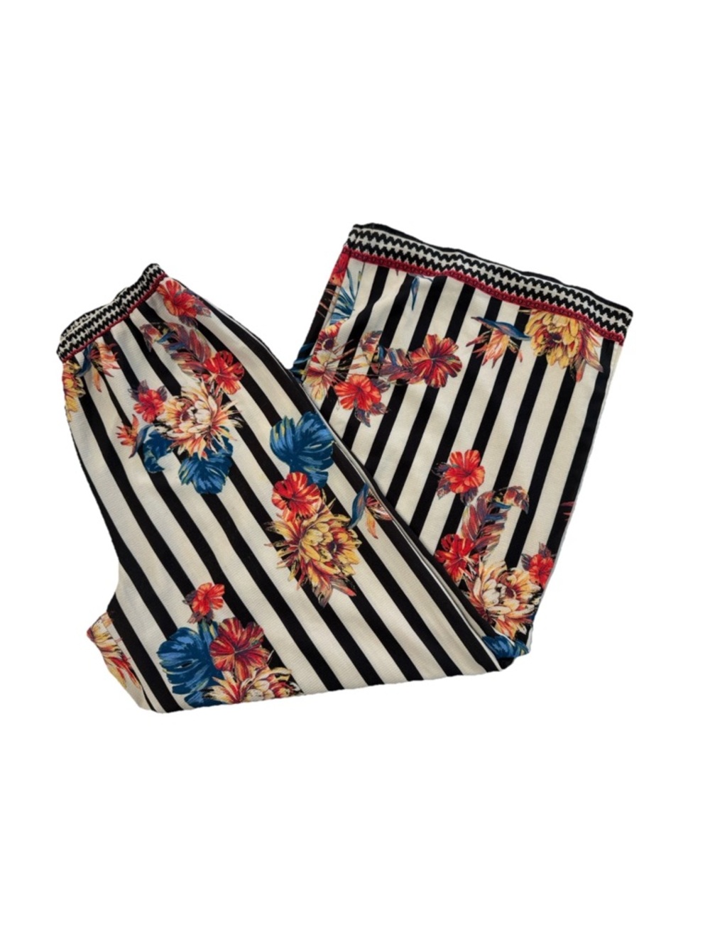 Flying Tomato Women’s Wide Leg Pants Striped Floral Lightweight Flowy Palazzo